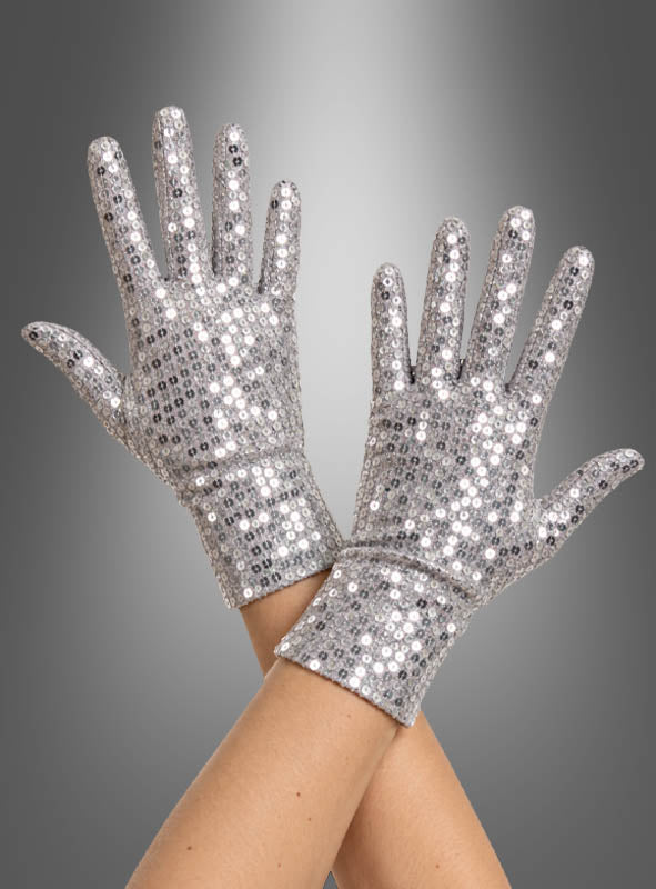 Pailletten Handschuhe silber