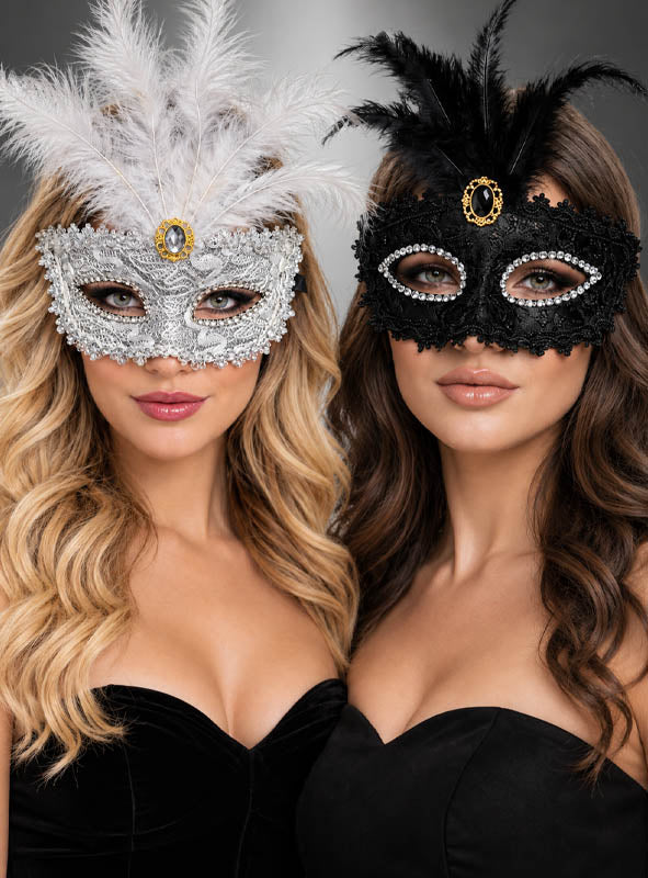 Maskenball Augenmaske mit Spitze silber oder schwarz