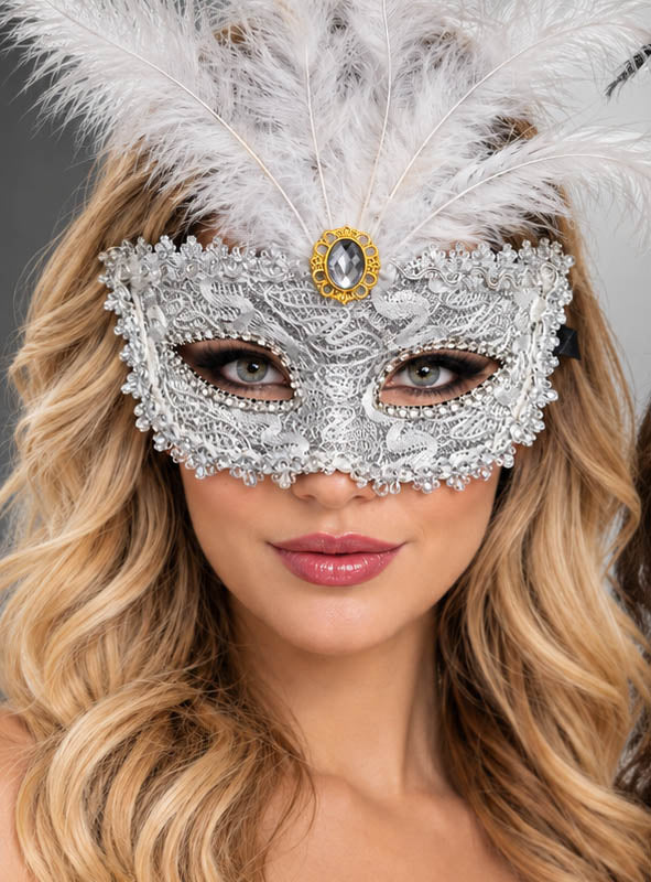 Maskenball Augenmaske mit Spitze silber oder schwarz