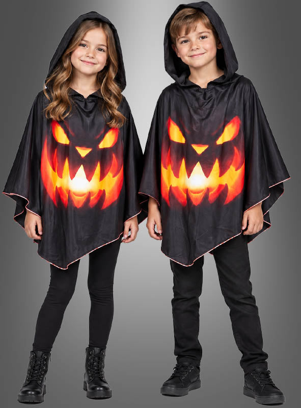 Kürbis Poncho mit Kapuze für Kinder