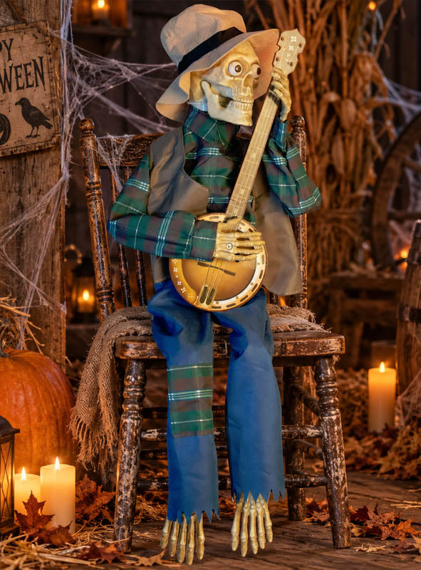 Banjo spielendes Skelett Halloween Deko