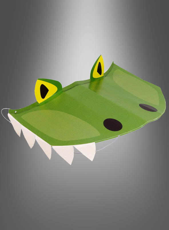 Hier ist eine überarbeitete Version Ihres Satzes, in der die angegebenen Produktdaten berücksichtigt wurden: Ein Set aus 8 Dino-Partyhüten aus Pappe in grüner Krokodil-Optik mit spitzen gelben Ohren, weißen Zähnen und schwarzen Nasenlöchern auf grauem Hintergrund – ideal als originelle Partyhüte für jede Dinosaurier-Party oder jeden Kindergeburtstag.