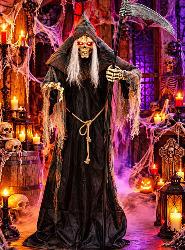 Deutschsprachiger Reaper 182cm mit Sense Animatronic