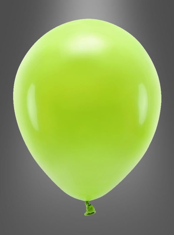 Ein einzelner aufgeblasener Luftballon „Partydeko“ – biologisch abbaubar, perfekt für die Partydekoration und umweltfreundlich – ist vor einem grau verlaufenden Hintergrund abgebildet.