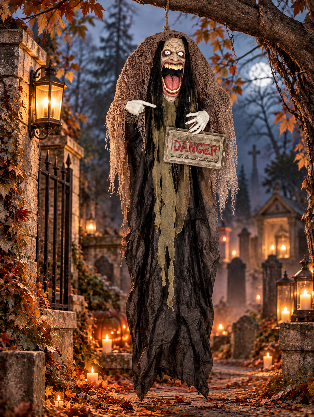 Riesiges animiertes Halloween Monster 183cm Big Mouth