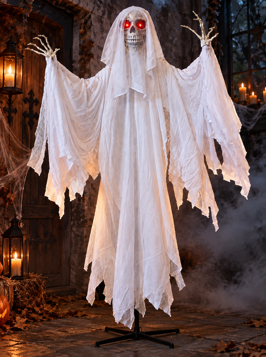 Animierter Geist Halloweendeko weiß