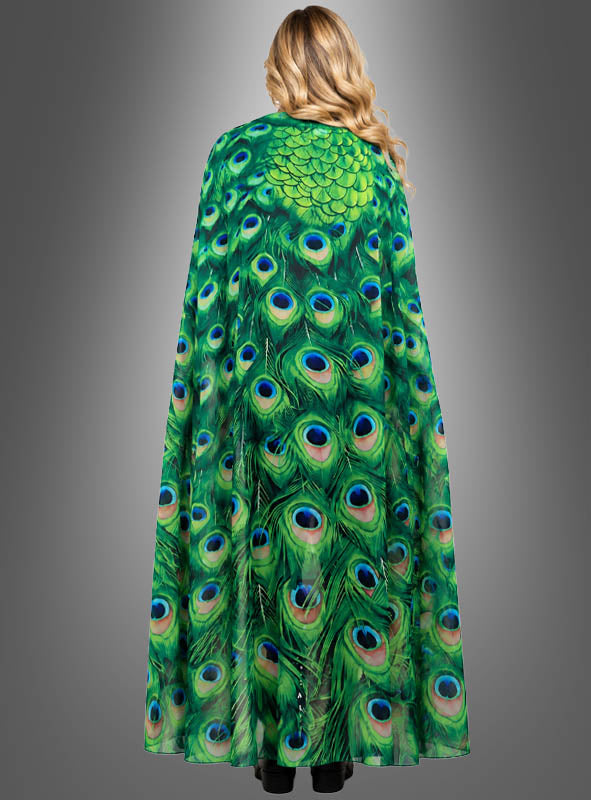 Traumhaftes Pfau Cape mit Haarschmuck