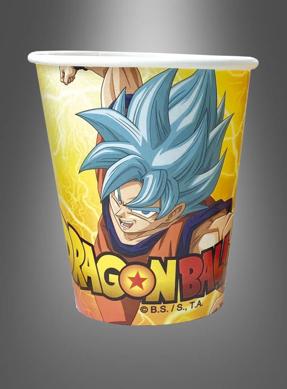 Sorgen Sie auf Ihrer Anime-Party oder Ihrem Kindergeburtstag für Begeisterung – mit den Dragon Ball-Pappbechern (250 ml)! Das leuchtend gelbe Design zeigt eine blauhaarige Anime-Figur in einer actiongeladenen Pose vor einem elektrisierenden Hintergrund sowie das ikonische Dragon Ball-Logo – damit wird Ihre Feier zu einem unvergesslichen Erlebnis!.