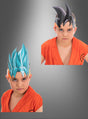 Zwei Kinder tragen orangefarbene Kostüme und stachelige Papierkopfbedeckungen im Cartoon-Stil von „Dragon Ball“ (8 Stück) – eine in Blau und eine in Schwarz – vor einem schlichten grauen Hintergrund. Damit eignen sie sich perfekt für einen Kindergeburtstag oder als „Dragon Ball“-Kopfbedeckungen auf jeder Party mit Anime-Motto.