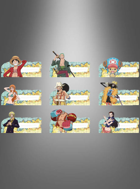 Die „One Piece“-Tischkarten zeigen neun Zeichentrickfiguren aus der beliebten Strohhut-Piratenbande, die jeweils in einem Raster vor einem Kartenhintergrund auf einem eleganten grauen Farbverlauf angeordnet sind. Diese einzigartigen Tischkarten eignen sich perfekt für „One Piece“-Kindergeburtstagsfeiern, verleihen Ihrer Party Abenteuer und Spannung und sorgen dafür, dass Ihre Veranstaltung zu etwas Besonderem wird.