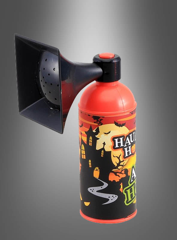 Peppen Sie Ihre nächste Party mit der Halloween-Lufttröte mit 6 gruseligen Klängen auf – diese Lufttröte im Halloween-Design verfügt über einen schwarzen Kunststoffaufsatz und Grafiken eines Spukhauses auf dem Etikett und eignet sich perfekt, um gruseligen Spaß und schaurige Klänge zu erzeugen – Ihre ultimative Halloween-Lufttröte.