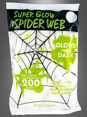 Eine Packung „Leuchtendes Spinnennetz Halloween“ (60 g), ideal für Halloween oder jeden anderen gruseligen Anlass. Dieses im Dunkeln leuchtende Spinnennetz lässt sich auf eine Fläche von bis zu 200 Quadratfuß ausdehnen und ist 16 Fuß lang, wodurch es sich perfekt für die Halloween-Dekoration auf Partys im Innen- und Außenbereich eignet.