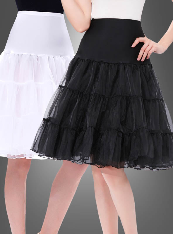 Knielanger Petticoat weiß oder schwarz