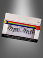 Die selbstklebenden „Schwarze Spinnennetz-Wimpern“ – perfekt für Halloween – zeichnen sich durch ein auffälliges Spinnennetz-Design aus und sind in einer mit Regenbogenstreifen verzierten Schachtel verpackt, die für Personen ab 14 Jahren gekennzeichnet ist. Diese selbstklebenden Halloween-Wimpern (auch „Spinnennetz-Wimpern“ genannt) werden komplett mit im Set enthaltenem Kleber geliefert.