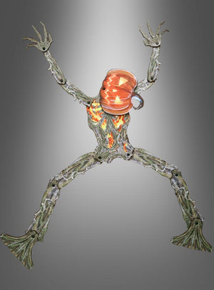 Eine digitale Collage mit einem froschförmigen Körper, auf dem ein Keramikbecher als Kopf thront, vor einem dezenten grauen Farbverlaufshintergrund, schafft eine fantasievolle Szene, die an skurrile Halloween-Dekoration erinnert. Dieses verspielte Design passt perfekt zur „Verstellbaren Kürbis-Monster-Wanddekoration 100 cm“ oder verleiht jeder Kürbismann-Dekoration eine skurrile Note.