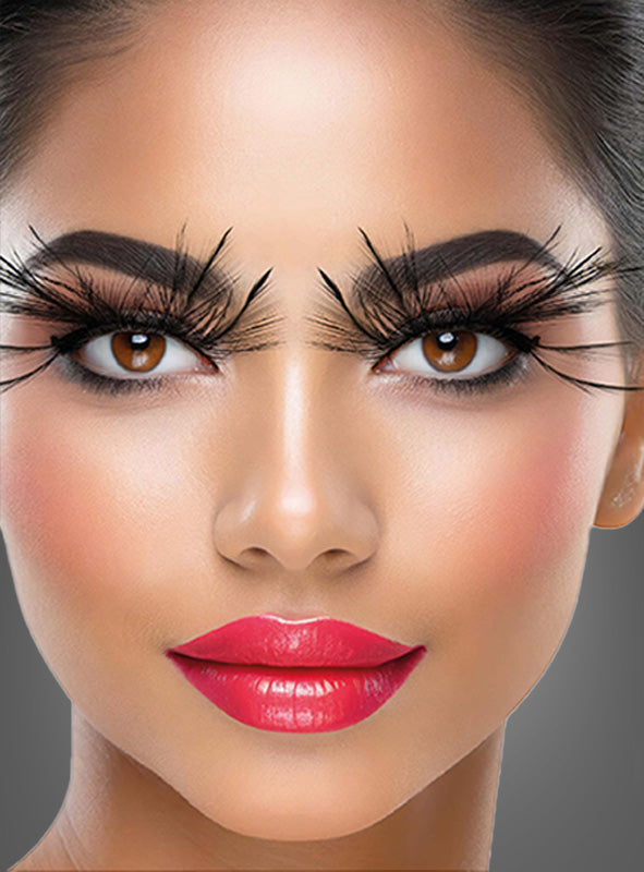 Schwarze Wimpern mit Federn selbstklebend