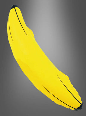 Hier ist der umformulierte Satz unter Verwendung Ihrer Produktdaten: „Illustration einer gelben Banane mit einfachen schwarzen Linien auf einem grauen Hintergrund mit Farbverlauf – perfekt als Inspiration für die aufblasbare Banane aus der Hawaii-Party-Deko-Serie bei Ihrer nächsten Strandparty.“.