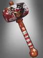 Schwing den „Riesiger Clown Hammer 90 cm aufblasbar“ – einen überdimensionalen aufblasbaren Hammer mit einem furchterregenden Clownsgesicht und einem sternenbesetzten, gestreiften Griff –, um deinen gruseligen Halloween-Look mit dem perfekten Statement-Accessoire abzurunden!.