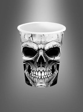 Die 6-teiligen Halloween-Totenkopf-Trinkbecher (240 ml) zeichnen sich durch eine detailreiche schwarz-weiße Totenkopf-Illustration auf der Vorderseite und einen grauen Farbverlauf aus – die perfekte Halloween-Dekoration und ein stimmungsvoller Akzent für jede Halloween-Tischdekoration.