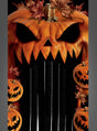Verleihen Sie Ihrer saisonalen Türdekoration mit der Halloween-Türdekoration „Kürbis“ (145 x 240 cm) eine ganz neue Note: ein großer, geschnitzter Kürbis mit furchteinflößenden Augen und einem gruseligen Mund, vor schwarzem Hintergrund und umgeben von vier kleineren Kürbissen und Herbstblättern – perfekt als auffällige Halloween-Dekoration oder Kürbis-Türverkleidung, um Ihrem Zuhause festliches Flair zu verleihen.