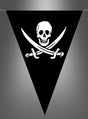 Verleihen Sie Ihrem nächsten Kindergeburtstag oder Ihrer nächsten Piratenparty mit der „Piraten-Wimpelkette 5 Meter“ eine auffällige Note: Die Kette besteht aus schwarzen dreieckigen Fähnchen, die mit einem weißen Totenkopf über zwei gekreuzten Schwertern verziert sind – ein echter Blickfang für jede Feier im Piraten-Stil!.