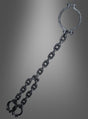 „Jumbo Ketten Fessel“ in Metalloptik mit Verbindungsketten, bestehend aus einem großen Halsband und zwei kleineren Handfesseln, präsentiert auf einem schlichten grauen Hintergrund – ideal als Kettenfesseln für deinen nächsten Junggesellenabschied oder dein Karnevalskostüm.