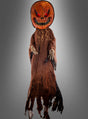 Eine Halloween-Requisite in Form eines großen, unheimlichen Kürbiskopfes mit roten Augen, scharfen Zähnen und zerfetzten braunen Gewändern, der sich mit Skeletthänden nach vorne streckt – diese „Gigantischer Kürbis mit Licht 280 cm Hängedeko“ ist eine unvergessliche Halloween-Dekoration oder Hängedeko für jede gruselige Feier.