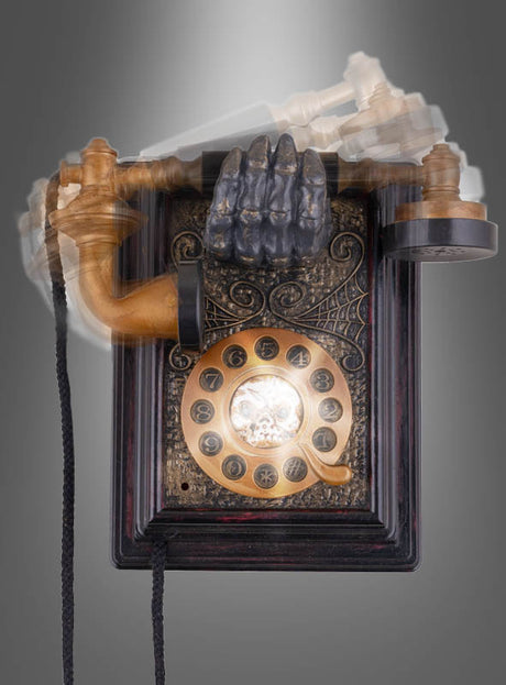 Verwandeln Sie Ihren Raum mit der Halloween-Dekoration „Geister-Telefon animiert 20 cm“ – einem Vintage-Wählscheibentelefon, bei dem eine Skeletthand den Hörer umklammert, komplett mit Bewegungsunschärfe, die den Eindruck erweckt, als würde sich die gespenstische Hand bewegen. Dieses animierte Geistertelefon eignet sich ideal für Ihre Halloween-Dekoration oder als gruselige Wanddekoration, um eine unheimliche, gespenstische Atmosphäre zu zaubern.
