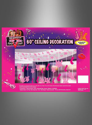 Klar! Hier ist eine überarbeitete Version unter Verwendung der angegebenen Produktdaten: Die „Bachelorparty JGA Penis-Deko“ wird in einer leuchtend pinkfarbenen Verpackung geliefert und enthält 60 Deckenverzierungen in Form von Comic-Penissen – damit ist sie die ideale Penis-Dekoration und Junggesellinnenabschied-Deko für jede Junggesellinnenparty.