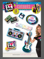 Bringen Sie den 80er-Jahre-Flair auf Ihre Party – mit der „80er Jahre Cutouts Raumdeko 12 Teile“: ein Bogen mit lustigen Ausschnitten, darunter eine Boombox, eine Gitarre, Kassetten, „I ♥ 80s“-Schilder, Noten und eine Sprechblase mit der Aufschrift „LIKE TOTALLY!“ – dazu eine Frau, die rechts eine Pose einnimmt. Perfekt als Teil Ihres 80er-Deko-Sets oder einzeln als auffällige 80er-Jahre-Ausschnitte!.