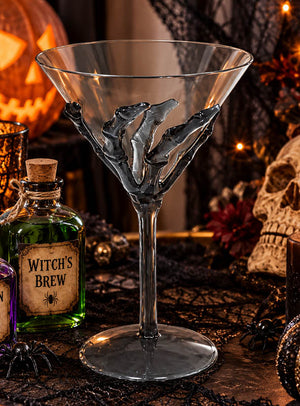 Cocktail Glas Skeletthand 18cm
