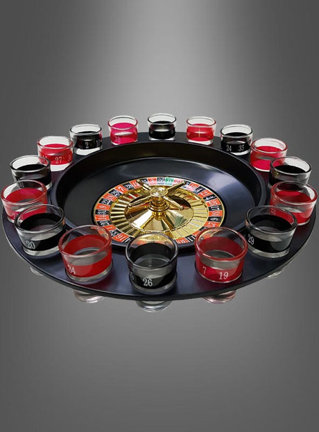 Aber sicher! Hier ist eine überarbeitete Version mit Ihren Produktdaten: Das „Roulette-Trinkspiel-Casino-Party“-Set verfügt über ein sich drehendes Rad in der Mitte und nummerierte Schnapsgläser, die am Rand auf einem dunklen Hintergrund mit Farbverlauf angeordnet sind – damit ist es das ultimative Casino-Trinkspiel und Partyspiel für Erwachsene für Ihre nächste Feier.