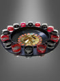 Aber sicher! Hier ist eine überarbeitete Version mit Ihren Produktdaten: Das „Roulette-Trinkspiel-Casino-Party“-Set verfügt über ein sich drehendes Rad in der Mitte und nummerierte Schnapsgläser, die am Rand auf einem dunklen Hintergrund mit Farbverlauf angeordnet sind – damit ist es das ultimative Casino-Trinkspiel und Partyspiel für Erwachsene für Ihre nächste Feier.