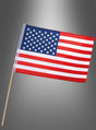 Ein USA-Fähnchen (30 x 45 cm) an einem Holzstab, vor grauem Hintergrund – perfekt, um jeder Amerika-Mottoparty einen patriotischen Touch zu verleihen.