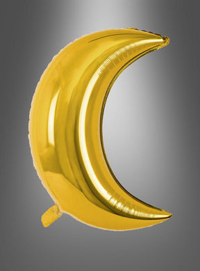 Folienballon „Mond“ in Gold, 60 cm, auf grauem Hintergrund mit Farbverlauf – die perfekte Partydeko und ein atemberaubender Dekoballon in Mondform für jeden festlichen Anlass.