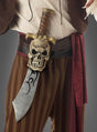Mit einer gestreiften Hose und dem Säbel mit Totenkopf-Gürtel (52 cm), dessen Griff mit einem Totenkopf verziert ist und dessen gebogene Klinge ein schwarzes Symbol ziert, ist dieses Ensemble das perfekte Piraten-Accessoire.