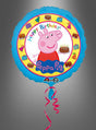 Feiern Sie stilvoll mit dem farbenfrohen Peppa Pig-Folienballon „Happy Birthday“ (43 cm), auf dem in der Mitte Peppa Pig mit einer Geburtstagstorte zu sehen ist, umgeben von Motiven wie Torten und Partyhüten. Dieser runde Ballon ist mit einem blauen Rand verziert und wird durch ein rosa Band abgerundet – perfekt für jede Geburtstagsfeier!.
