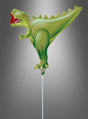 Der T-Rex-Folienballon „Dino“ (35 x 27 cm) ist ein grüner Ballon in Form eines Dinosauriers, der einem T-Rex ähnelt und auf einer Schnur aufrecht vor einem grauen Farbverlauf schwebt – ideal für jede Dinosaurier-Mottoparty oder als auffällige Heliumballon-Dekoration.