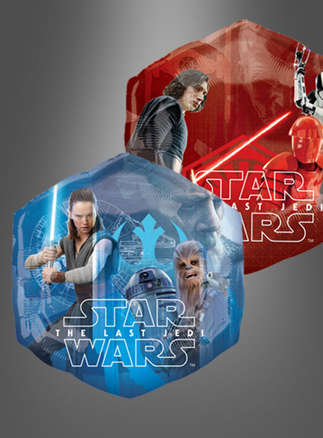 Bereichern Sie jede Fan-Party mit dem „Star Wars“-Folienballon SuperShape (55 x 58 cm), bestehend aus achteckigen Ballons, die mit Figuren aus „Star Wars: Die letzten Jedi“ bedruckt sind – darunter Rey, Chewbacca, Luke Skywalker und die Prätorianergarde – vor einem auffälligen blau-roten Hintergrund. Ideal als auffällige Partydekoration oder als unvergessliches Geschenk.