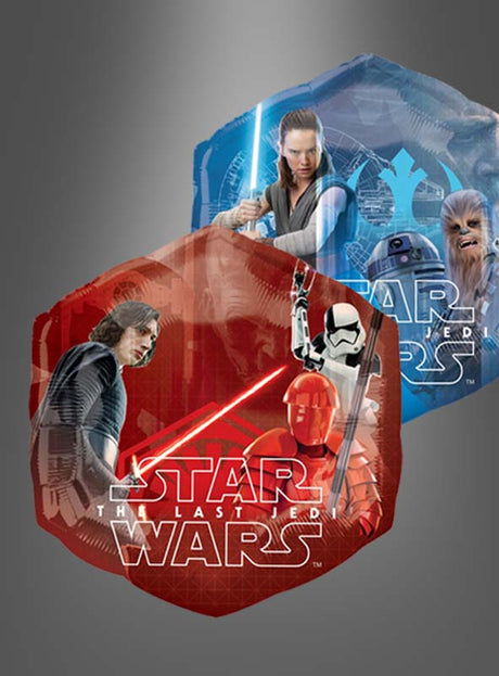 Verleihen Sie jeder Feier einen galaktischen Touch mit dem Star Wars-Folienballon „SuperShape“ (55 × 58 cm), der mit ikonischen Figuren aus „Star Wars: Die letzten Jedi“ wie Rey, Kylo Ren, R2-D2, Chewbacca und Sturmtruppen auf auffälligen roten und blauen sechseckigen Motiven – perfekt für Fans von „Die letzten Jedi“.