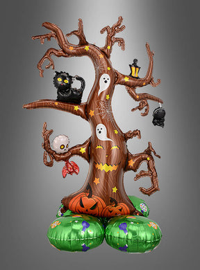 Bringen Sie etwas Abwechslung hinein und behalten Sie alle angegebenen Details bei: Die Folienballon-Baumgeist-Halloween-Deko (126 x 87 cm) ist eine aufblasbare Halloween-Dekoration in Form eines gruseligen Baums – ähnlich einem Folienballon-Baum – mit Geistern, einer schwarzen Katze, einer Spinne und Kürbissen am Fuß des Baums. Vor einem grauen Hintergrund ist diese einzigartige Ballonskulptur garantiert ein echter Blickfang für Ihre Halloween-Dekoration.