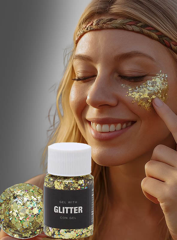 Glitter Gel Make-Up silber oder gold