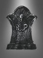 Halloween-Grabstein in verschiedenen Designs mit Spinne und Spinnennetz, graviert mit „R.I.P. HERE LIES WILL B. BACK“ vor einem grauen Farbverlauf – ideal als Halloween-Dekoration oder als einer deiner Deko-Grabsteine für eine gruselige Atmosphäre.