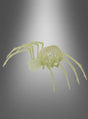 Ein Skelettmodell einer Spinne aus Kunststoff, das im Dunkeln leuchtet, aus der Serie „Skeletttiere Halloween nachtleuchtend“, wird vor einem grauen Hintergrund mit Farbverlauf präsentiert – perfekt für eine Halloween-Dekoration mit leuchtenden Tierskeletten.
