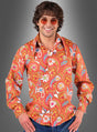 Ein Mann, der das „Schlagerparty-Hemd Martin für Herren“ mit einem bunten Paisley- und Blumenmuster trägt, dazu blaue Jeans und eine orangefarbene Sonnenbrille, steht vor einem grauen Hintergrund mit Farbverlauf.