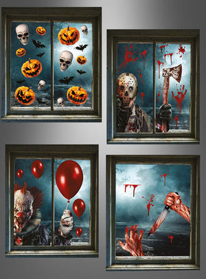 Verwandeln Sie Ihre Fenster mit dem Halloween-Deko-Fensteraufkleber-Set in ein gruseliges Spektakel – mit vier unheimlichen Motiven: Kürbislaternen, finstere Totenköpfe, Fledermäuse und Blutspritzer, eine maskierte Gestalt mit einer Axt, ein furchterregender Horrorclown, der einen roten Ballon umklammert, sowie gruselige Hände, die ein blutiges Messer umklammern. Perfekt für die Halloween-Fensterdekoration oder um Ihrem Zuhause einen gruseligen Touch zu verleihen!.