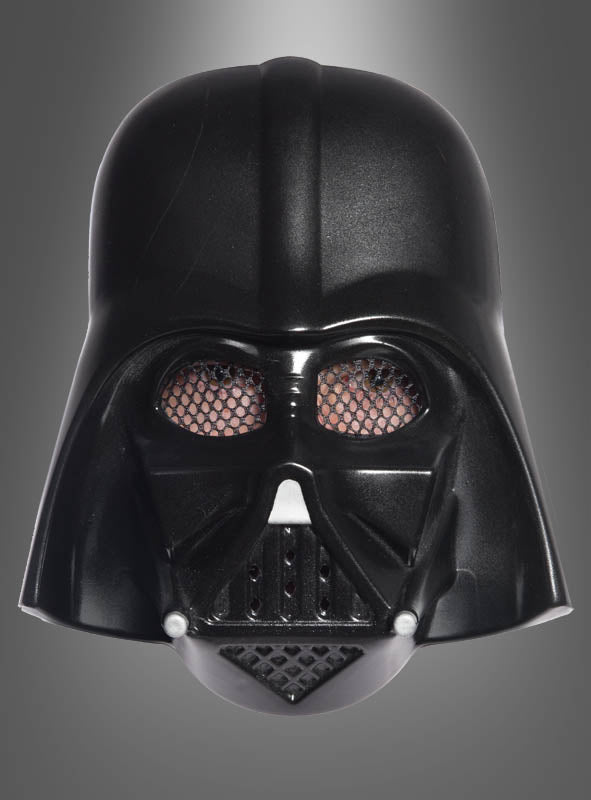 Die „Darth Vader Maske Ben Cooper für Erwachsene“ ist ein schwarzer Kunststoffhelm, der der Maske von Darth Vader aus „Star Wars“ nachempfunden ist. Er dient als beeindruckende Retro-Halbmaske und wird vor einem schlichten grauen Hintergrund präsentiert.
