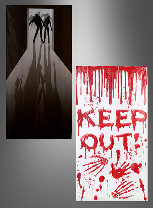 Verleihen Sie Ihrem Eingangsbereich an diesem Halloween das gewisse Etwas – mit dem Türposter „Halloween-Deko 152 cm Zombie“ oder „Keep Out“: Das eine zeigt gruselige Zombie-Silhouetten in unheimlichen Schatten, während das andere als furchteinflößendes „KEEP OUT!“-Poster mit blutigen Handabdrücken und tropfenden roten Buchstaben dient – ideal für Ihre Spukhaus-Dekoration.