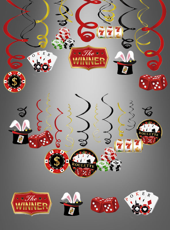 14 Casino Swirls Hängedeko mit 8 Motiven
