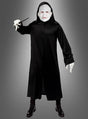Hier ist eine überarbeitete Version Ihres Satzes unter Verwendung der angegebenen Produktdaten: Eine Person in einem schwarzen Kapuzengewand und einer weißen Maske, die einen Zauberstab in der Hand hält und vor einem grauen Hintergrund mit Farbverlauf steht – ideal für alle, die nach dem Herren-Kostüm „Lord Voldemort“ aus Harry Potter suchen.
